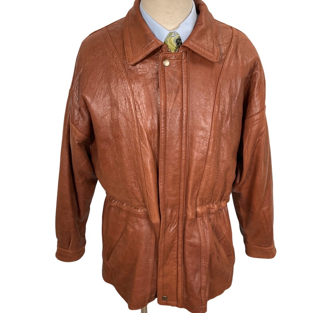 Midway Leather‎ Jacket Mens Medium Brown Distressed Soft Lamb Vintage